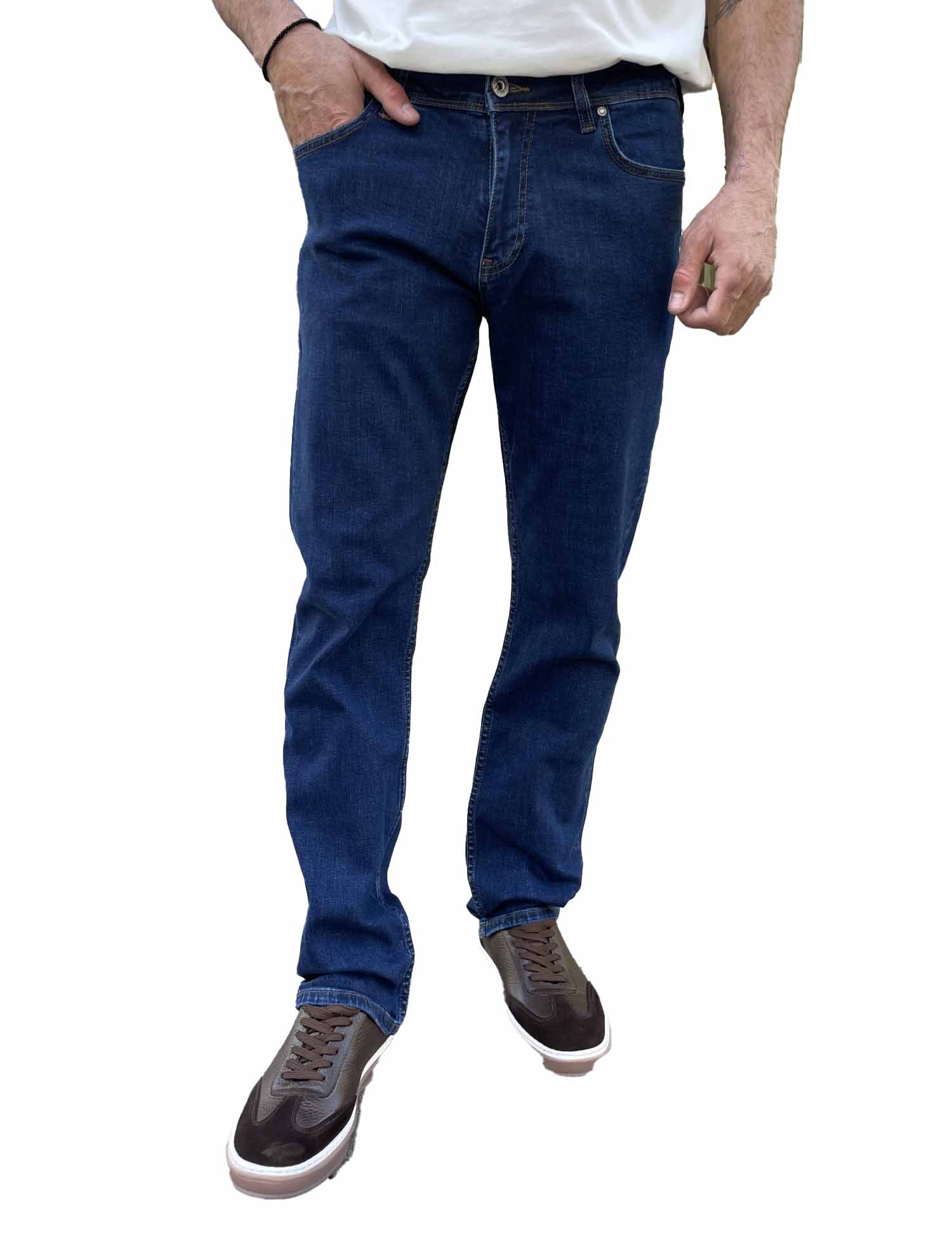 Ανδρικό μπλε σκούρο τζιν ελαστικό σε ίσια γραμμή LC17608 φωτογραφία